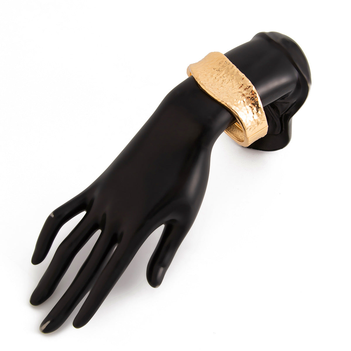 hammered gold bangle bracelet with tapered edges – VIERA