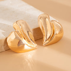 Asymmetric heart-shaped stud earrings with sculpted folds – Vancen