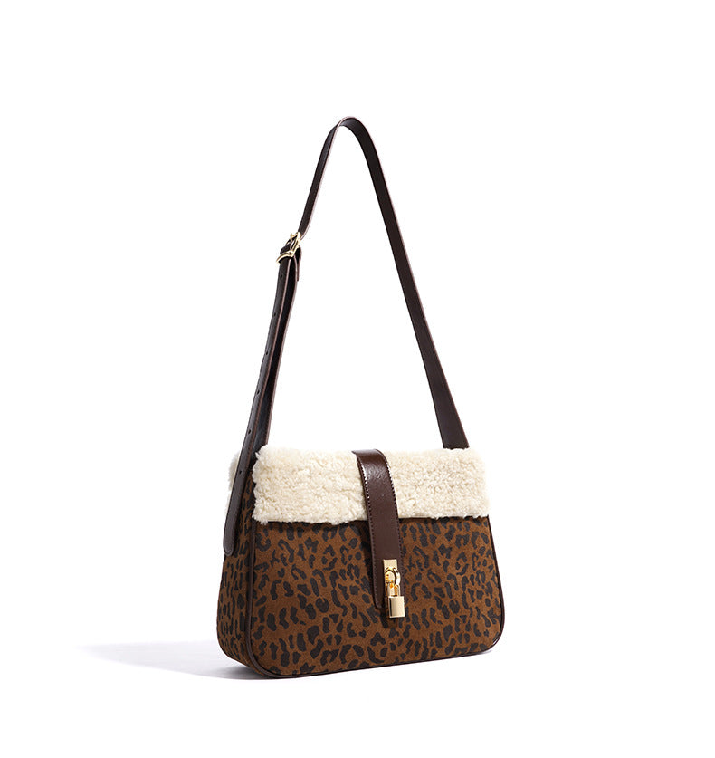 suede crossbody bag with shearling trim – COCOA