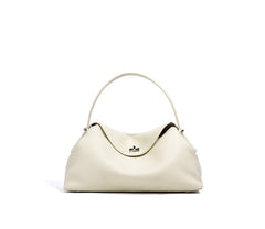 curved-top leather shoulder bag with silver twist lock – NOLA