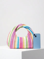 Striped woven handbag with knotted handle - Burti