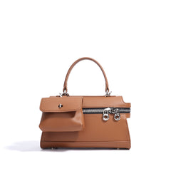 structured handbag with front pouch & double zipper – RAYWA