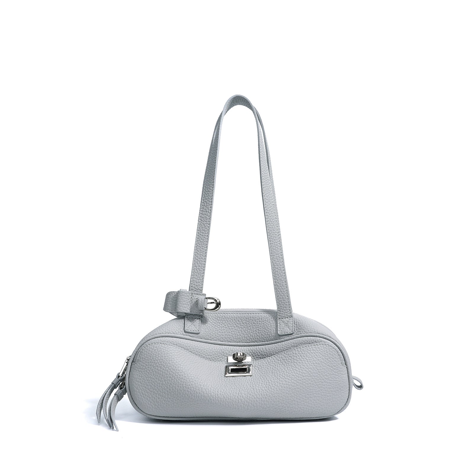 mini shoulder bag in sky blue pebbled leather – AZURA