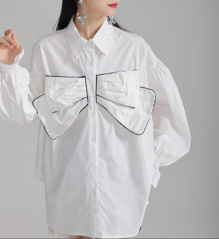 oversized shirt with bow detail and puffed sleeves - Bulji