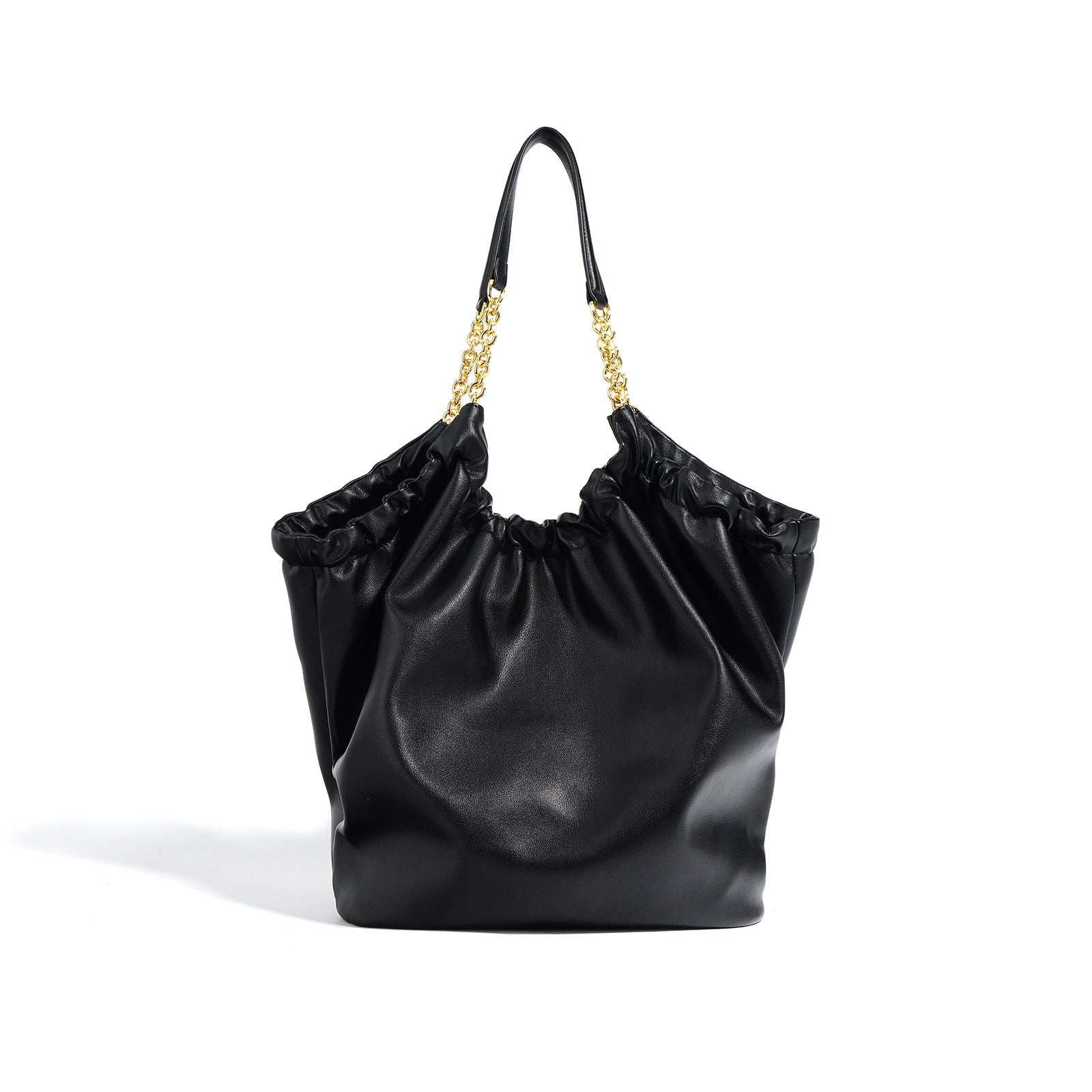 ruched soft tote with chain strap – ELBARA