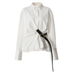 Button-up belted shirt with twisted knot - Lernu