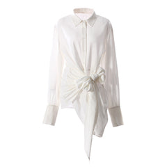 long-sleeve shirt with oversized bow tie waist – CELINE