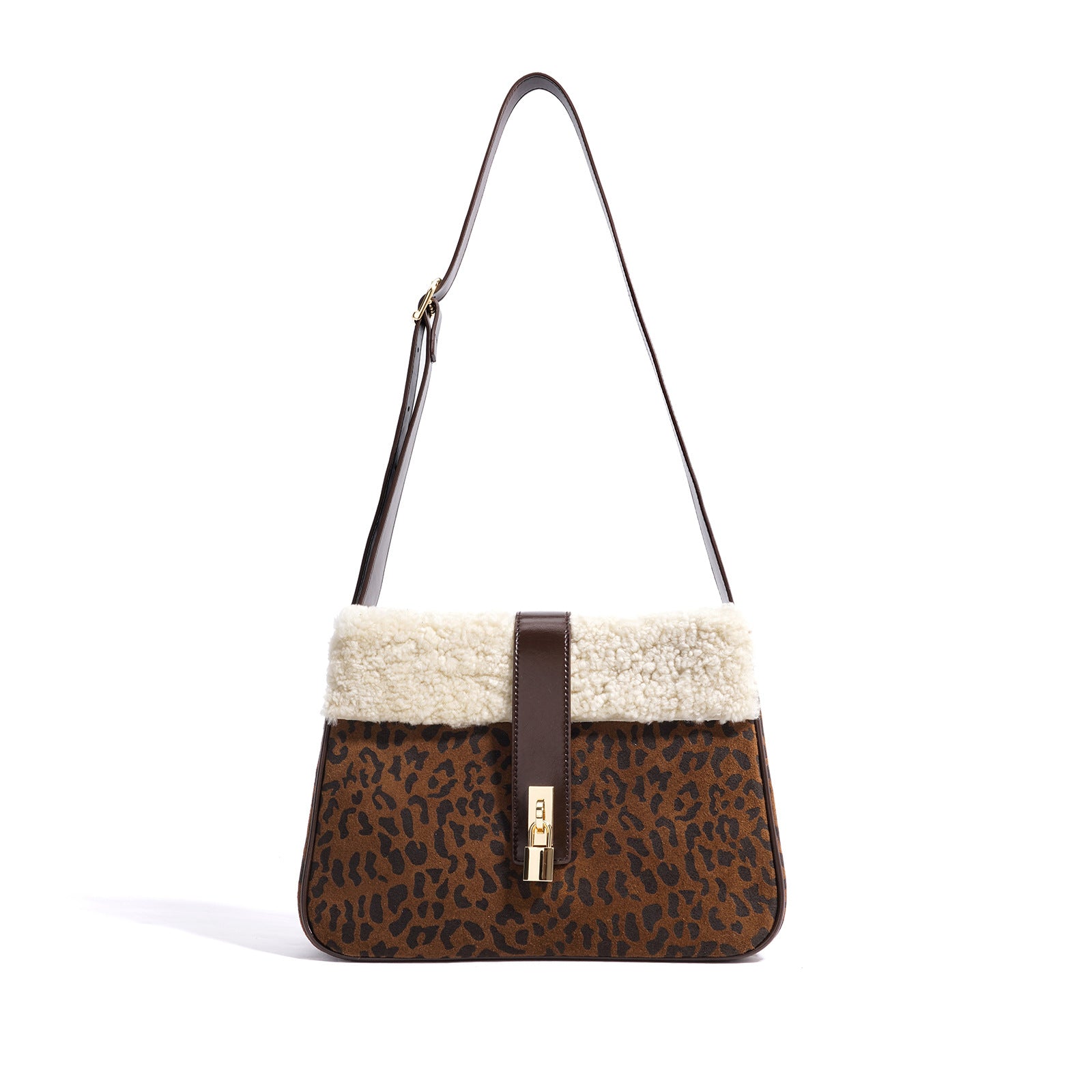 suede crossbody bag with shearling trim – COCOA