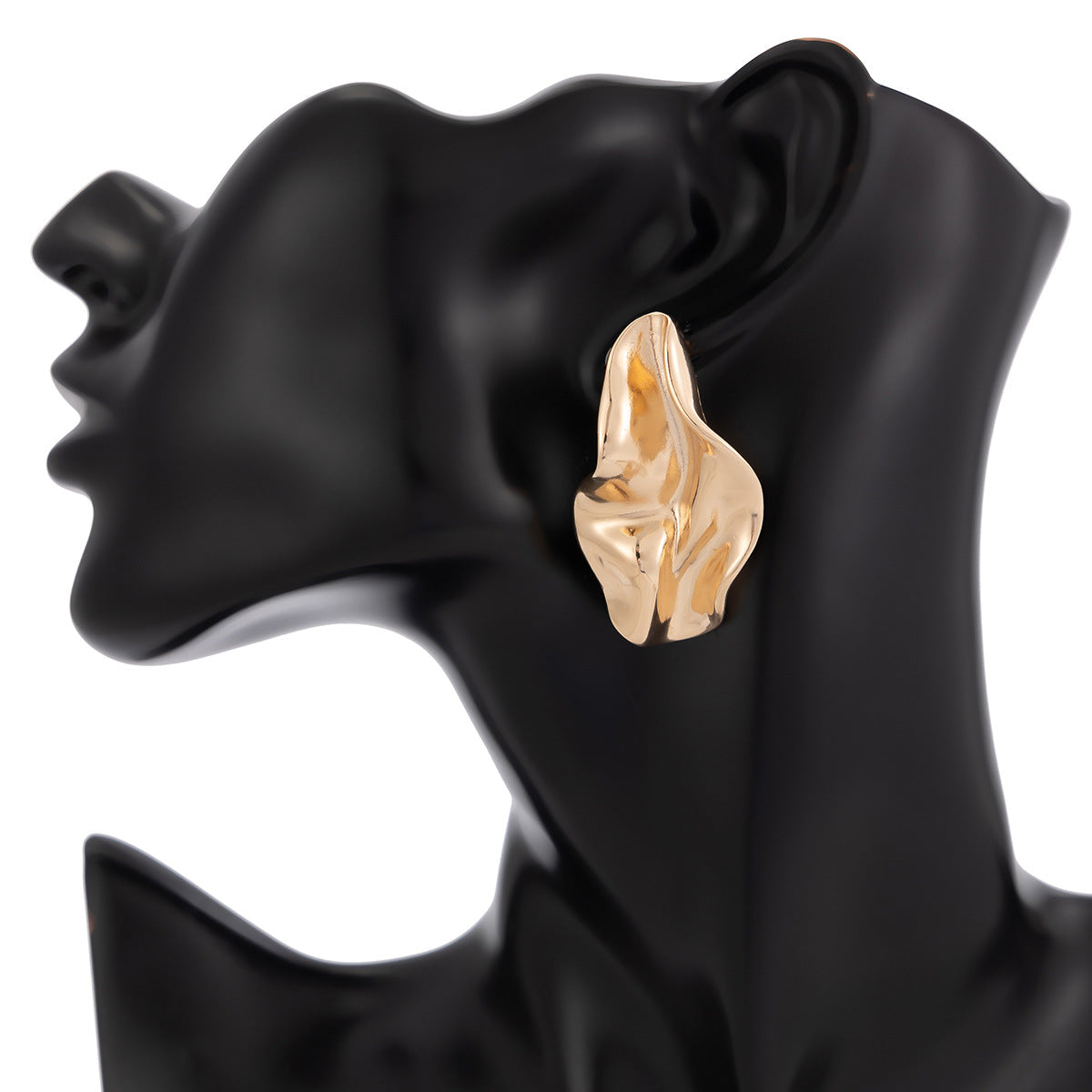 abstract sculpted stud earrings with melted metal finish - Nayam