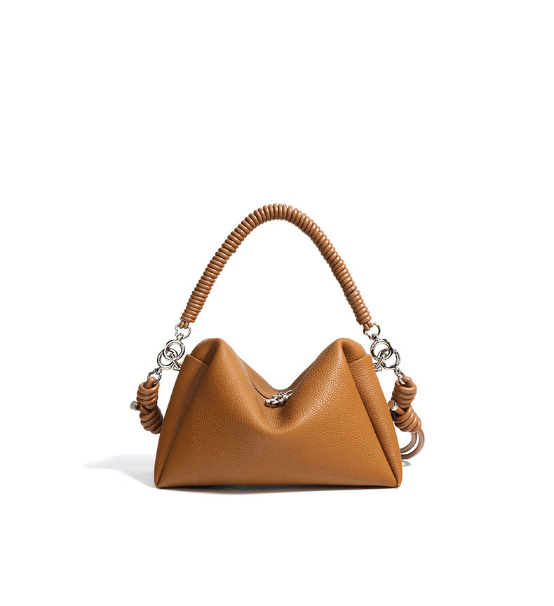 geometric leather handbag with coiled handle – SIENNA