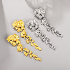 Floral drop earrings with cascading leaf vines – Bondru