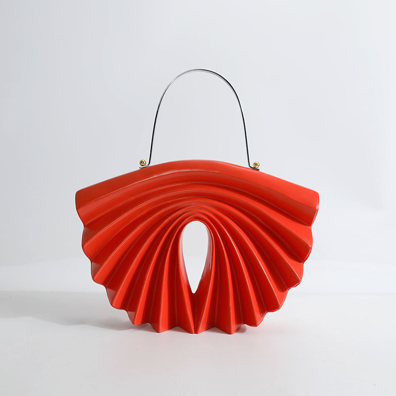 culpted accordion shell bag with metal top handle – LUCIDA
