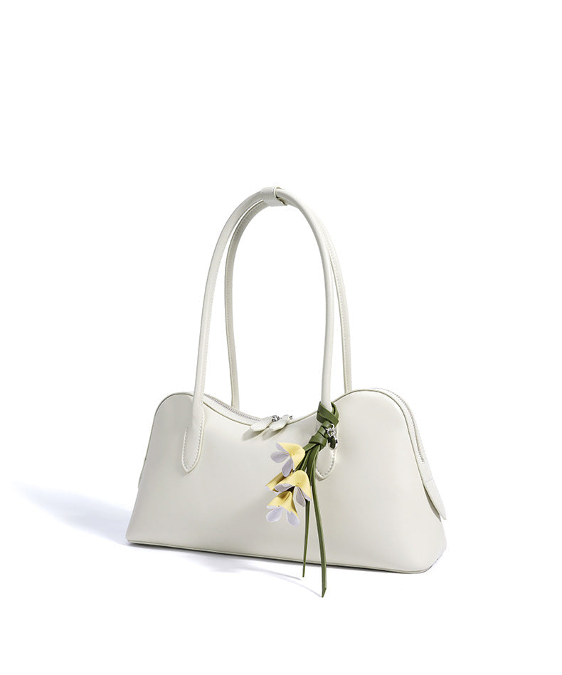 floral charm baguette bag with double handles – BLIOM