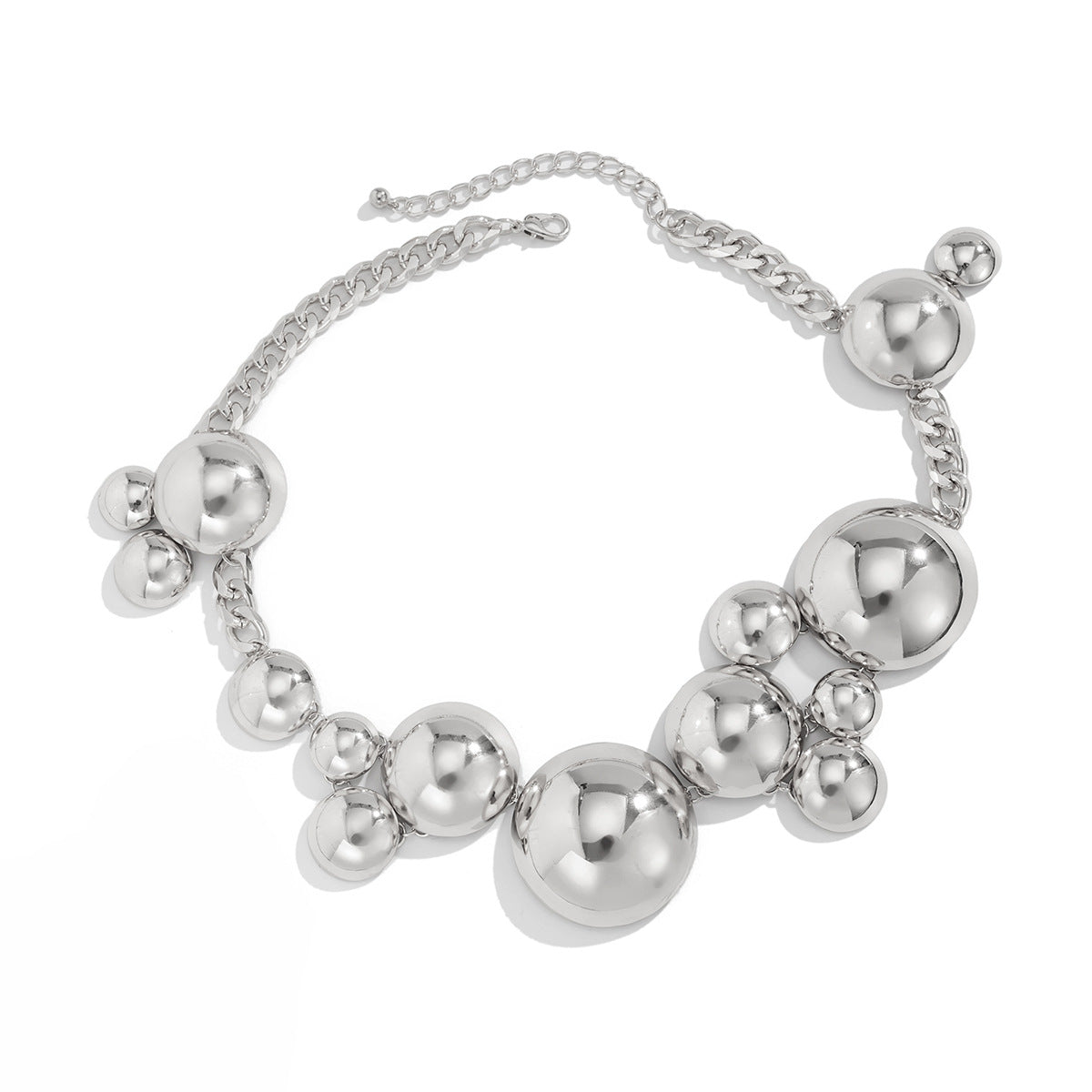 Chunky bubble chain necklace with metallic sphere clusters - Ohgasi