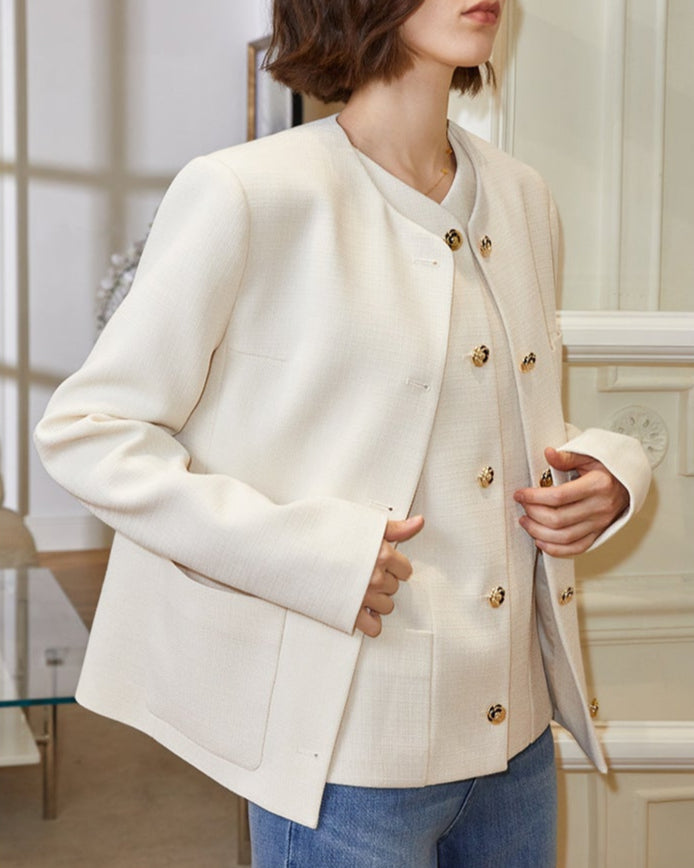 Two-piece structured jacket and sleeveless vest set - Sutdi