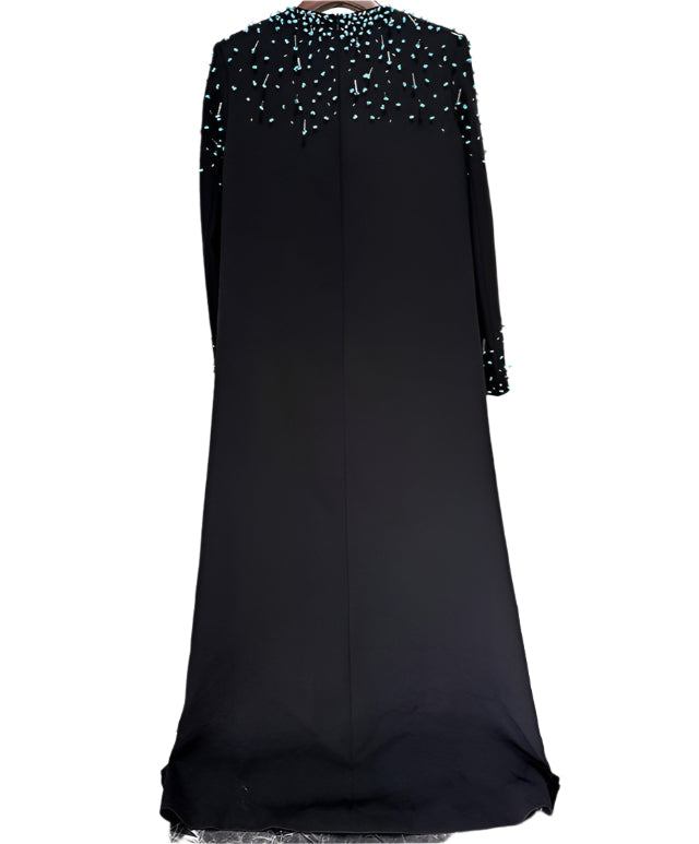embellished neckline gown with long sleeves – Ylana