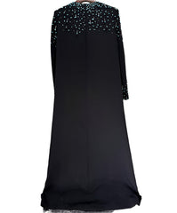 embellished neckline gown with long sleeves – Ylana