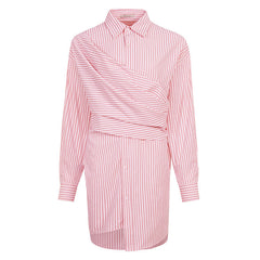 Striped wraparound shirt with button front - Lingu