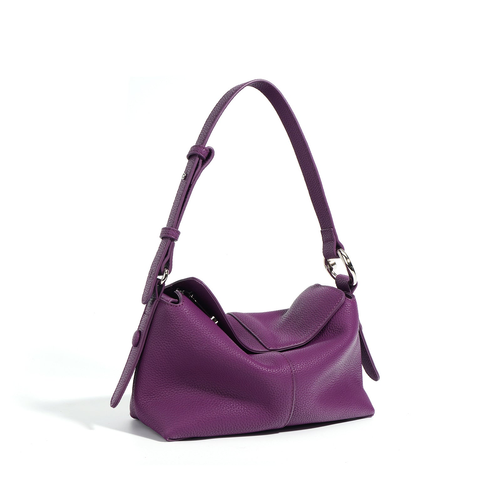 slouchy crescent shoulder bag in grained leather - NARPA