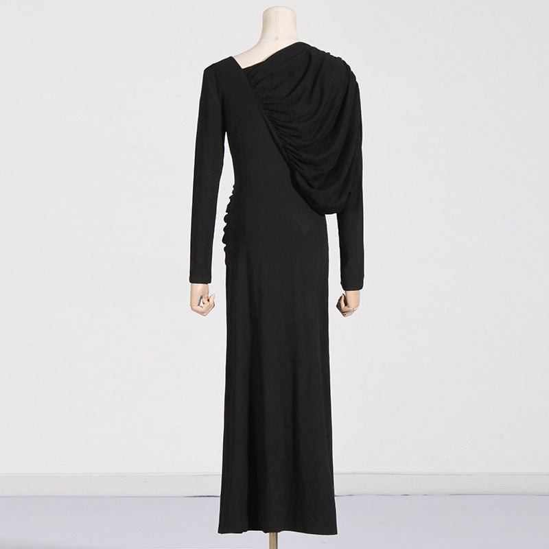 Draped Long-Sleeve Asymmetric Dress - Noise