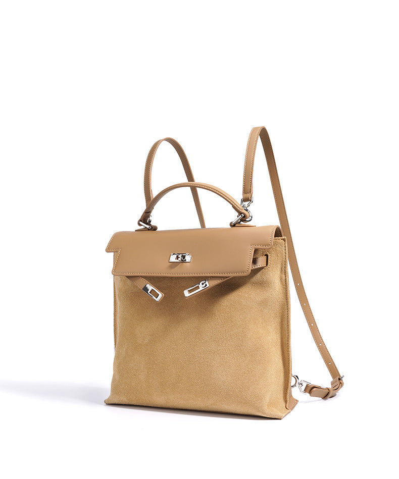 structured suede backpack with leather flap – SIENA