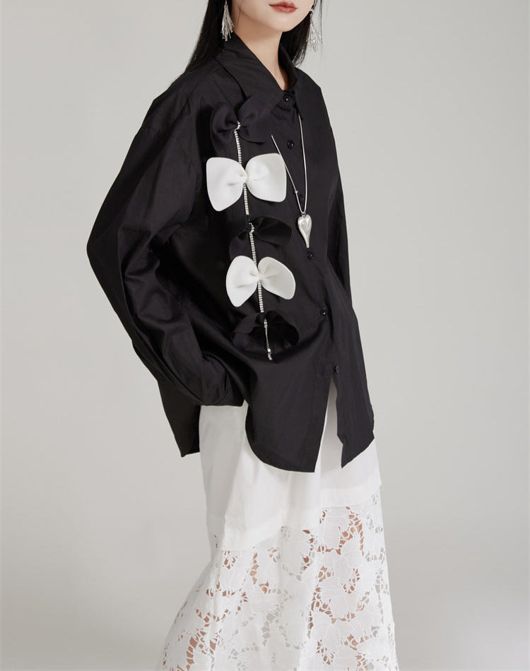 Button-down shirt with bow detailing - Bilky