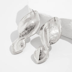 Textured leaf drop earrings with organic twist - Azina