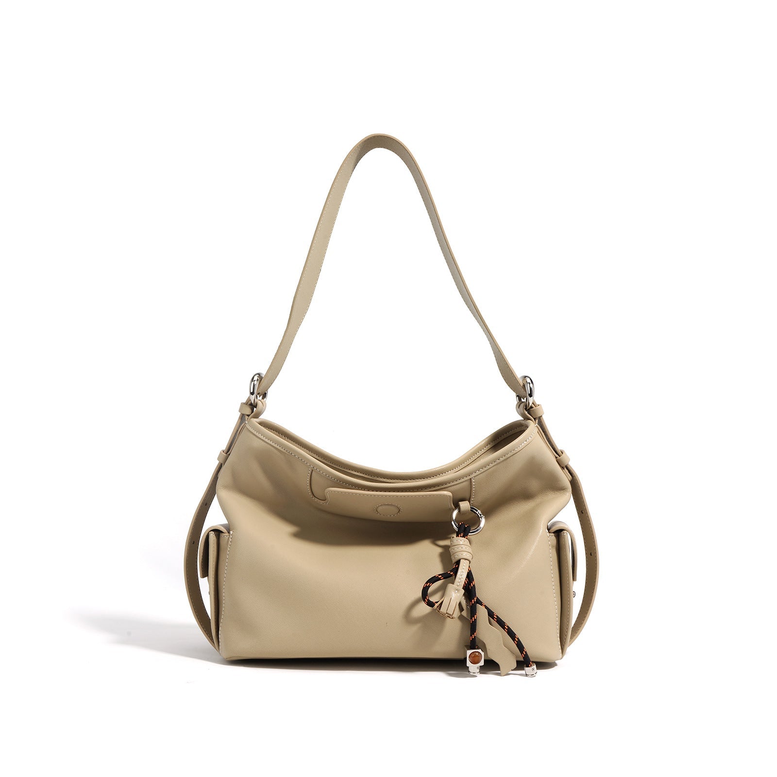 slouchy shoulder bag with knotted tassel – MOCHA