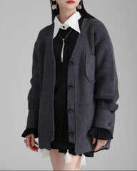 Ribbed Knit Drop Shoulder Jacket - Sutru