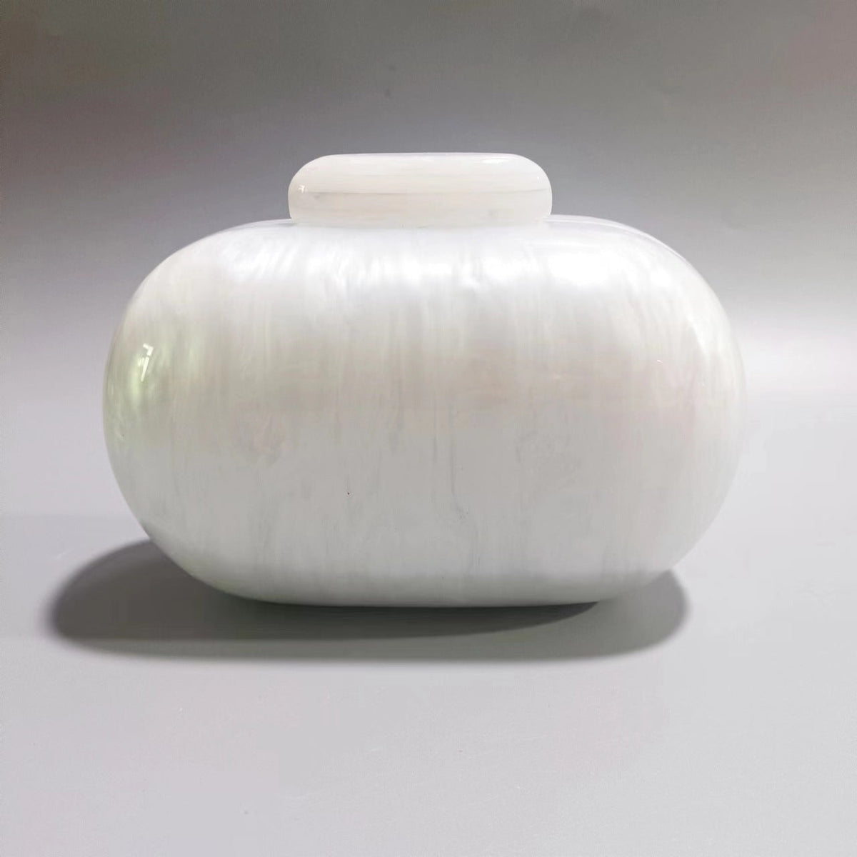 Marbled acrylic clutch with metal ring handle - Sundi