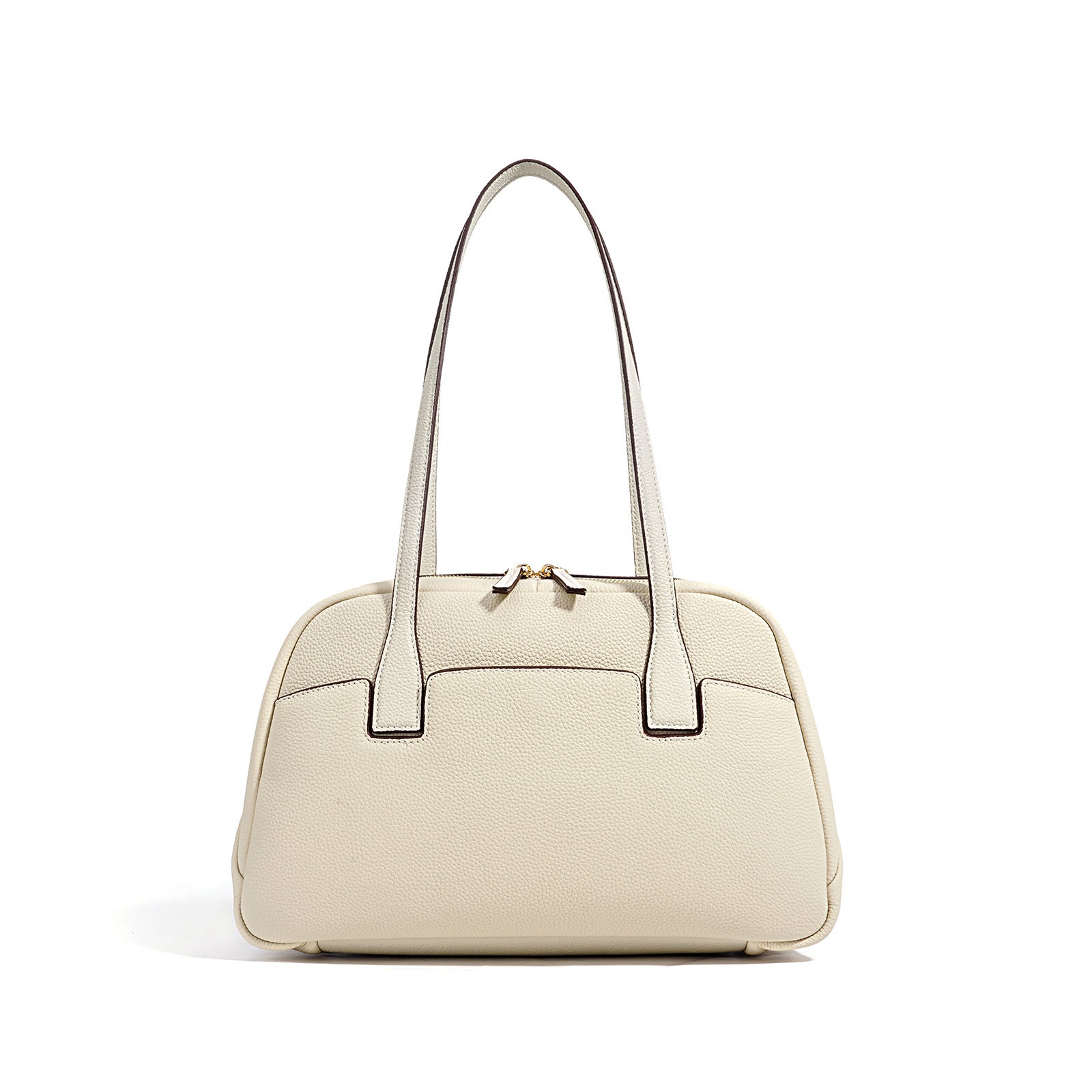 structured leather tote with contrast stitching – NOIX