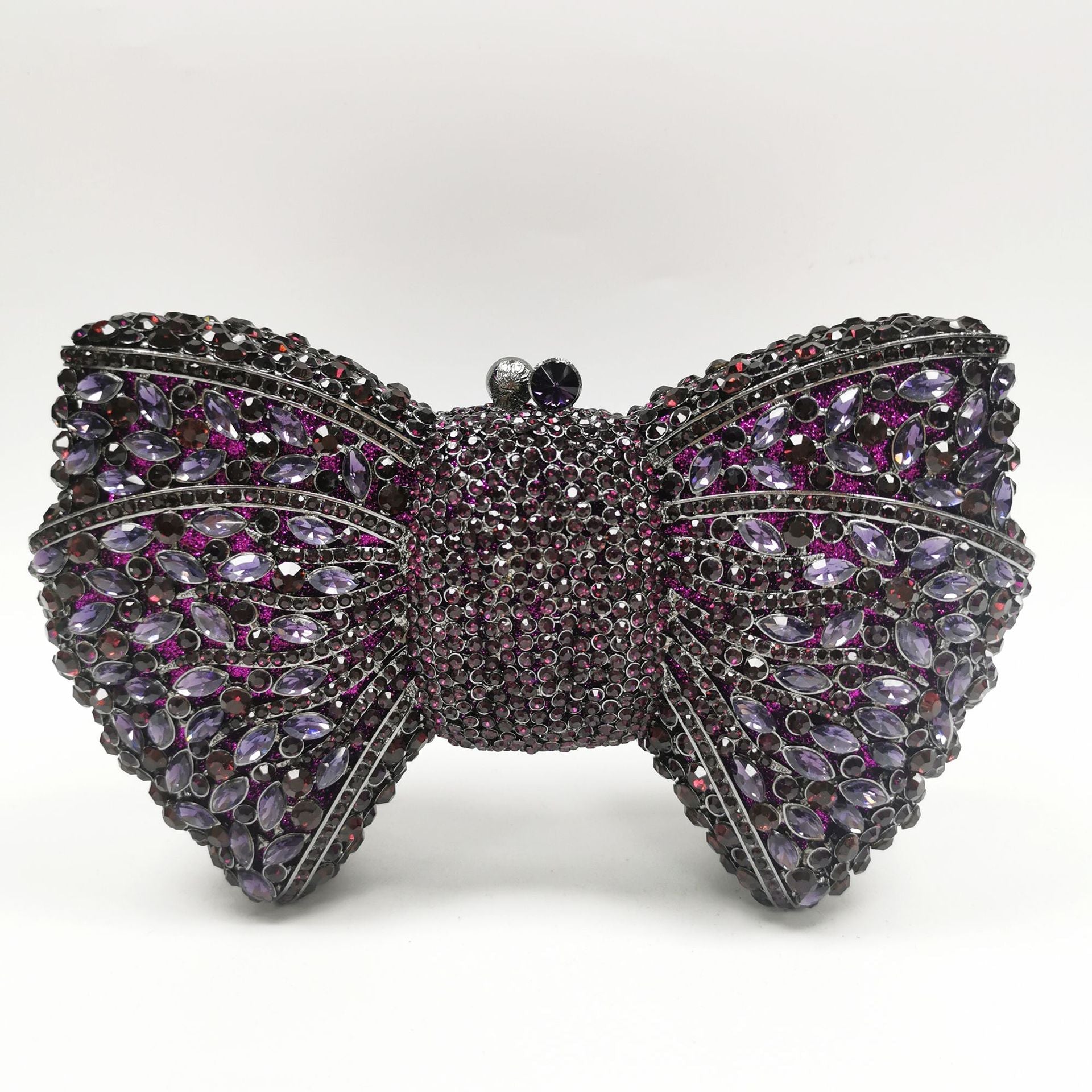 crystal bow-shaped clutch with emerald stones - Efrosini