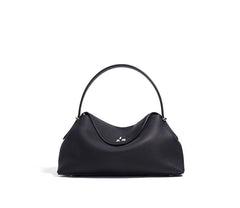 curved-top leather shoulder bag with silver twist lock – NOLA