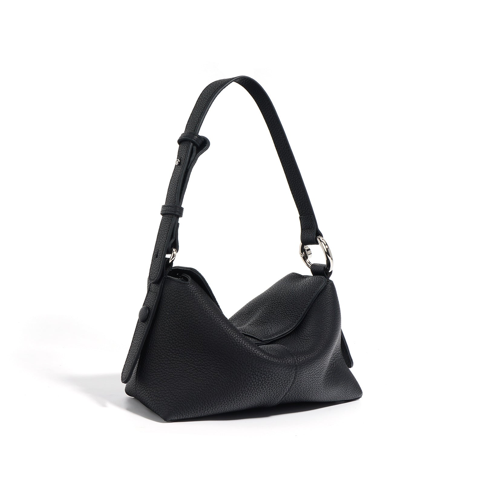 slouchy crescent shoulder bag in grained leather - NARPA