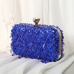 Pleated sequin clutch with diamond-shaped clasp - Puty