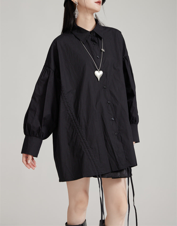 Relaxed oversized shirt with adjustable drawstring - Zardu