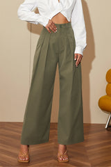 High-waisted wide-leg pants with front pleats – Werfi