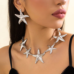 Starfish statement necklace and earrings set - Cujri