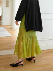 Pleated ribbed skirt with flared hem - Ebrinu