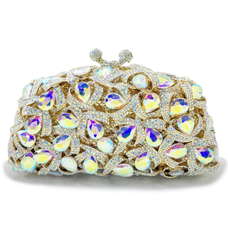 Rhinestone-encrusted evening clutch with heart-shaped jewels - Venium