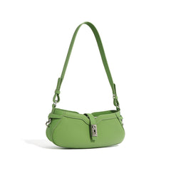 curved-edge mini shoulder bag with lock detail – LIME