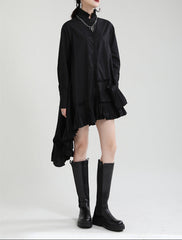 Long-sleeved shirt with ruffled hem and pleated panels - Rulki