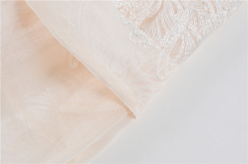 embroidered organza midi dress with puff sleeves – Elsabeth