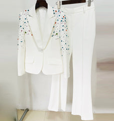 embellished tailored blazer suit with straight-leg pants – Fanckjh
