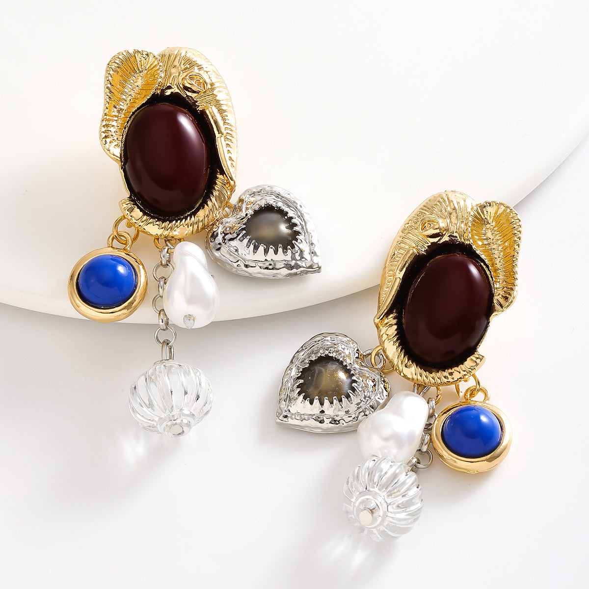 statement drop earrings with gemstone charms - Vurdwi