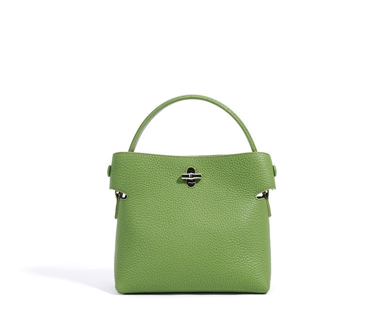 top-handle bucket bag with turn-lock clasp – AZURE