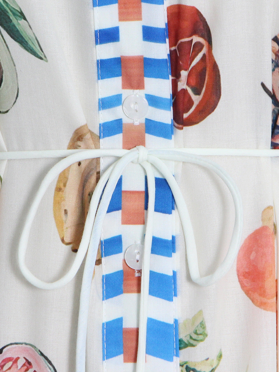 printed shirt dress with striped hem – Babsedh