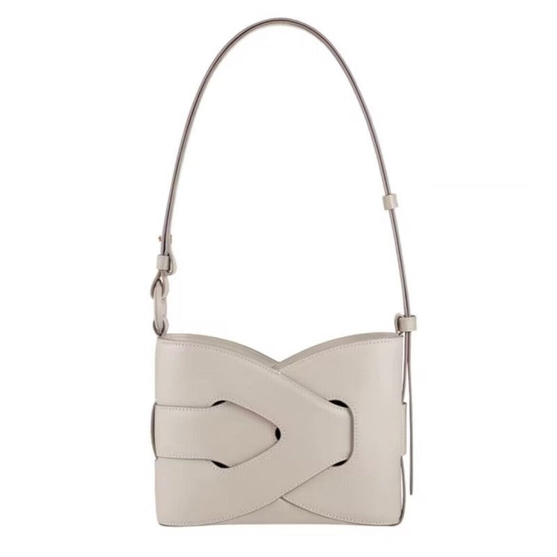 curved-hem shoulder bag with oversized knot detail – REA