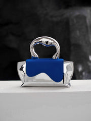 metallic-handle mini clutch with wavy flap - Xiuhtonal
