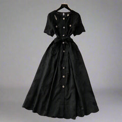 belted shirt dress with embroidered cutwork – CELESTE